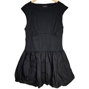 J. Crew Bubble-hem mixy dress Black CI886‎ L NWT